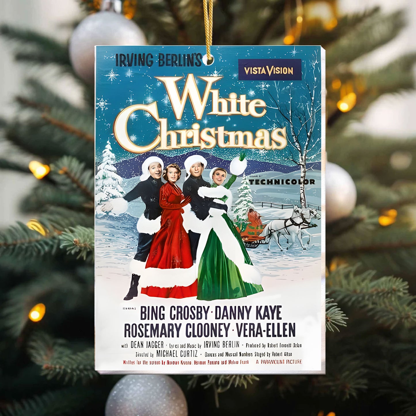 White Christmas Ornament – Classic Vintage Holiday Poster Keepsake