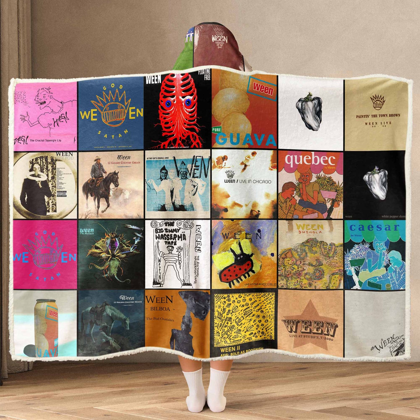 Ween Album Art Wearable Hooded Blanket – Alternative Rock Fan Gift