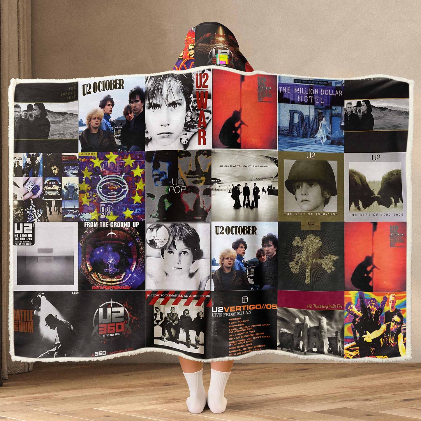 U2 Album Art Wearable Hooded Blanket – Rock Band Fan Gift