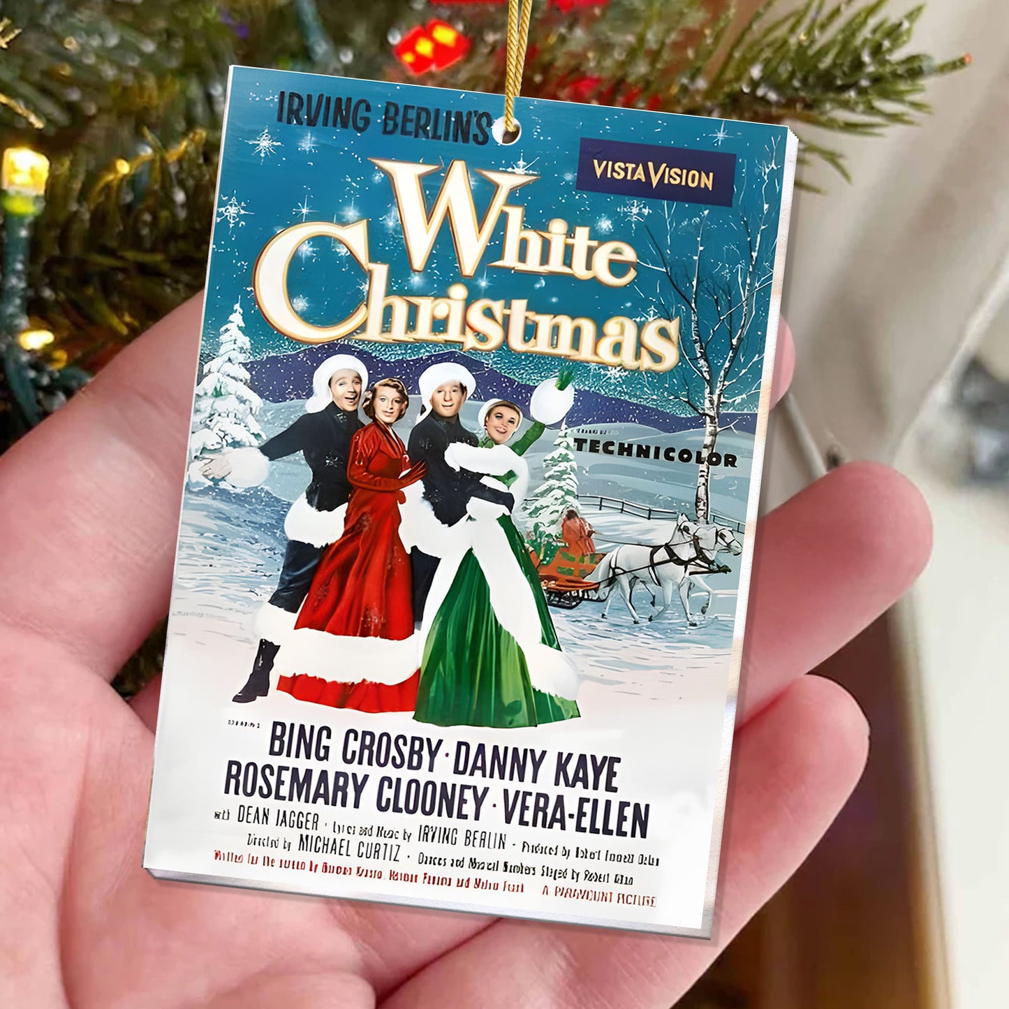 White Christmas Ornament – Classic Vintage Holiday Poster Keepsake