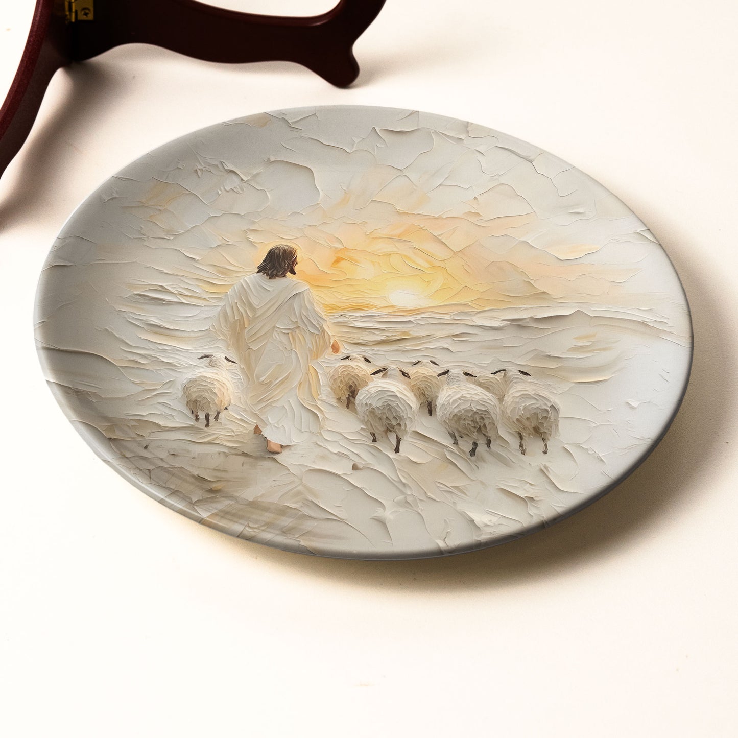 The Good Shepherd Religious Plate | Jesus Leading Sheep Wall Art