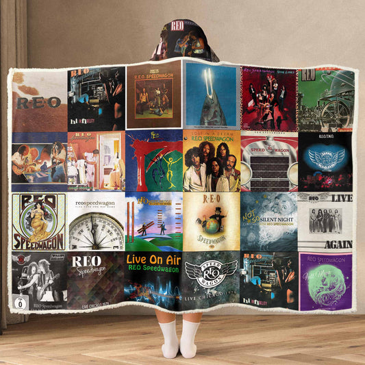 REO Speedwagon Album Art Wearable Hooded Blanket – Classic Rock Fan Gift