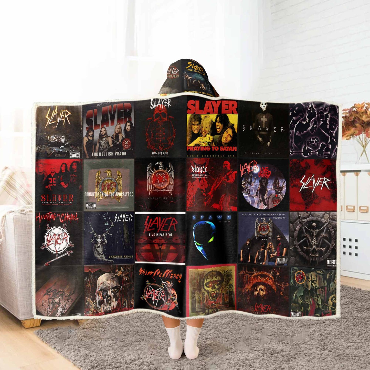 Slayer Album Art Wearable Hooded Blanket – Thrash Metal Fan Gift