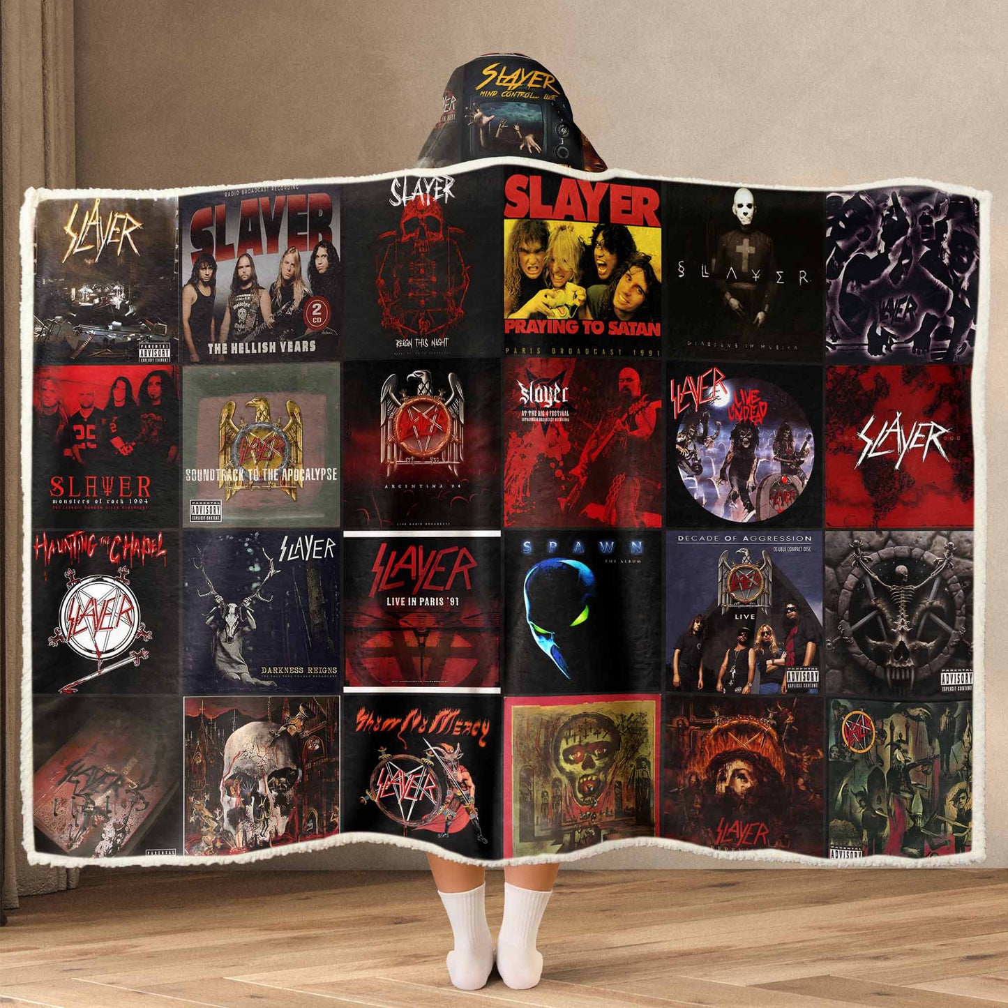 Slayer Album Art Wearable Hooded Blanket – Thrash Metal Fan Gift