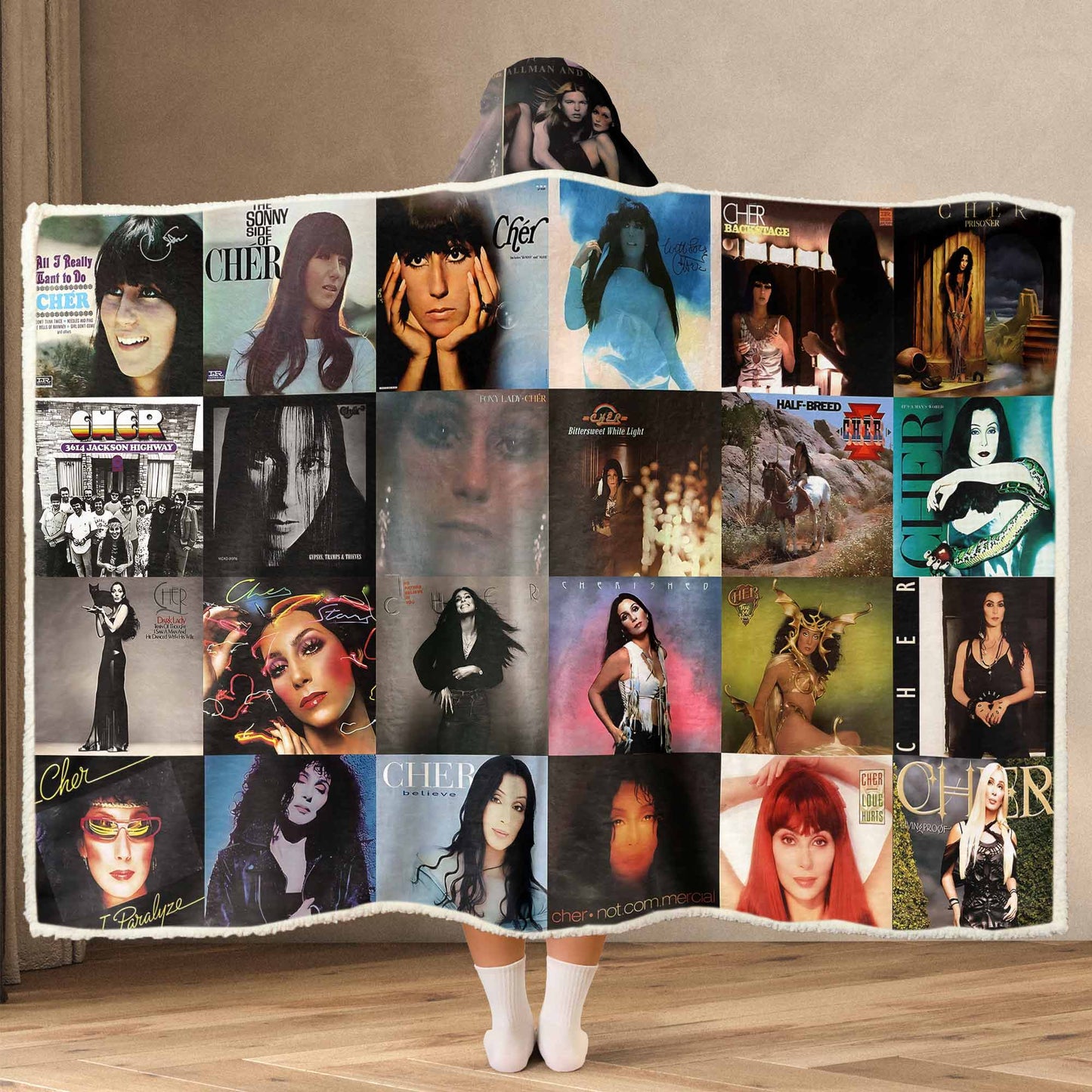 Cher Album Art Wearable Hooded Blanket – Pop Icon Fan Gift