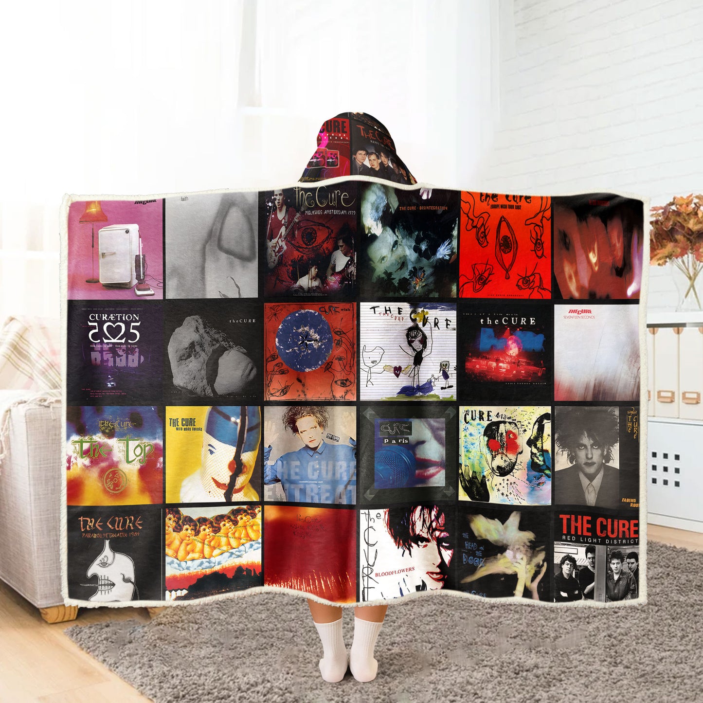 The Cure Album Art Wearable Hooded Blanket – Gothic Rock Fan Gift
