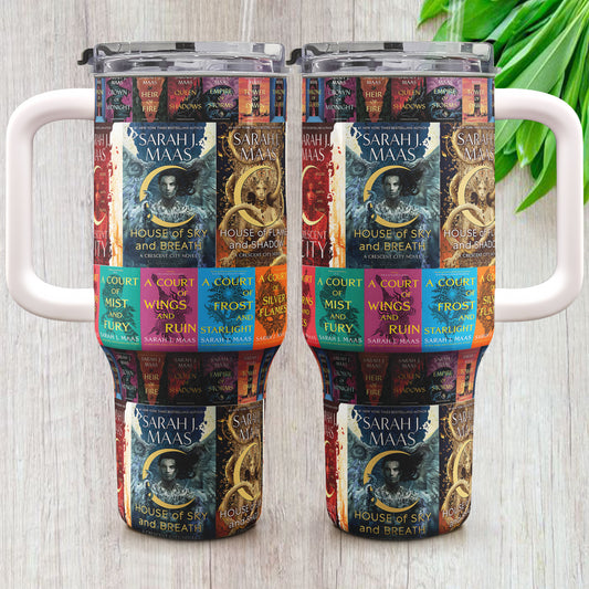 Sarah J. Maas Book Covers 40oz Tumbler  – Crescent City, ACOTAR & Throne of Glass Series