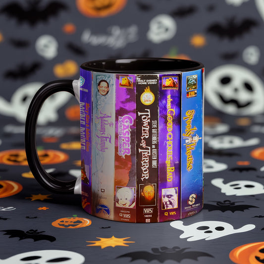 90s Kids’ Halloween VHS Magic Accent Coffee Mug : Spooky Fun for the Whole Family