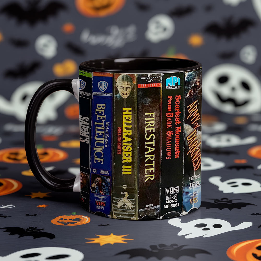 VHS Horror Classics Accent Coffee Mug – Halloween Throwback Edition 80s 90s
