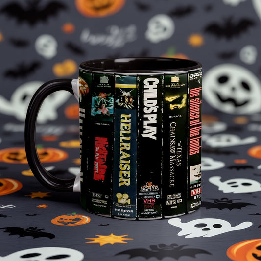 Ultimate VHS Horror Accent Coffee Mug – Cult Classics & Slasher Icons