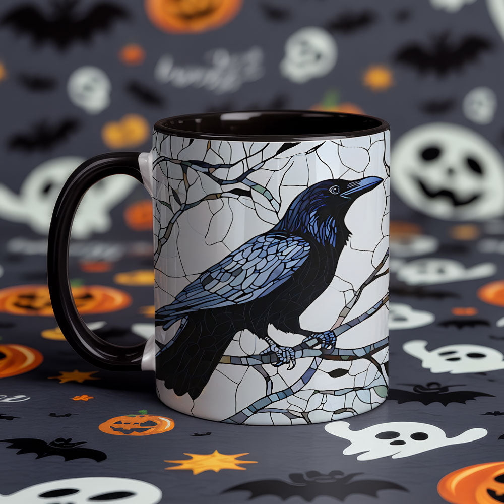Stained Glass Raven Accent Mug
