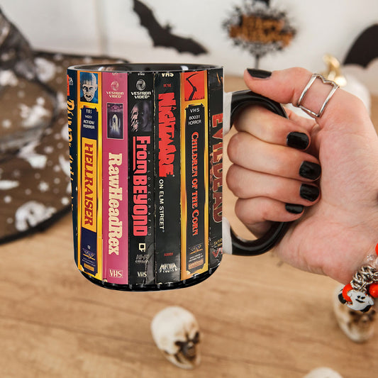 🎃 Retro Horror VHS Accent Coffee Mug – Halloween Collector’s Edition
