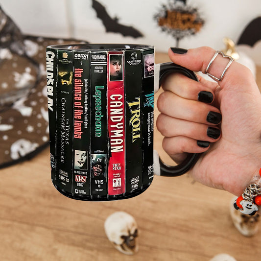 Retro Horror VHS Accent Coffee Mug– Cult Classics from the 80s & 90s 🎃