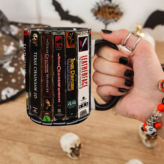 Retro Horror VHS Accent Mug – A Halloween Classic