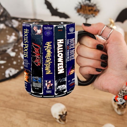 Family Frights & Halloween VHS Accent Coffee Mug – Trick ’r Treat to Hocus Pocus