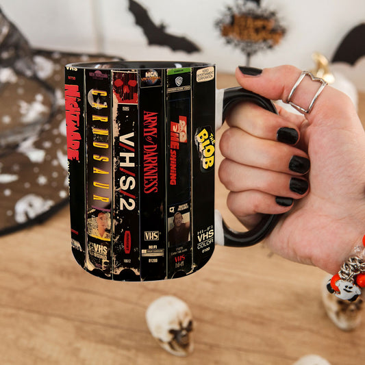 Halloween Rewind Accent Coffee Mug: The Ultimate 80s & 90s VHS Horror Time Capsule
