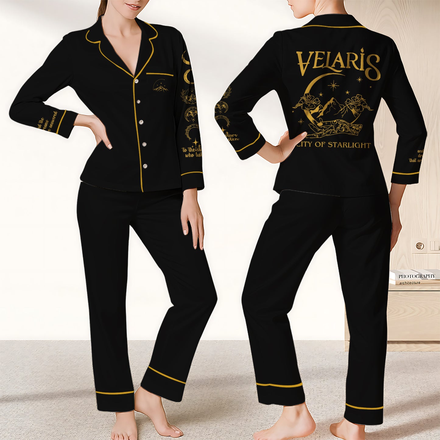 Velaris Satin Pajamas Set – City of Starlight and Dreams
