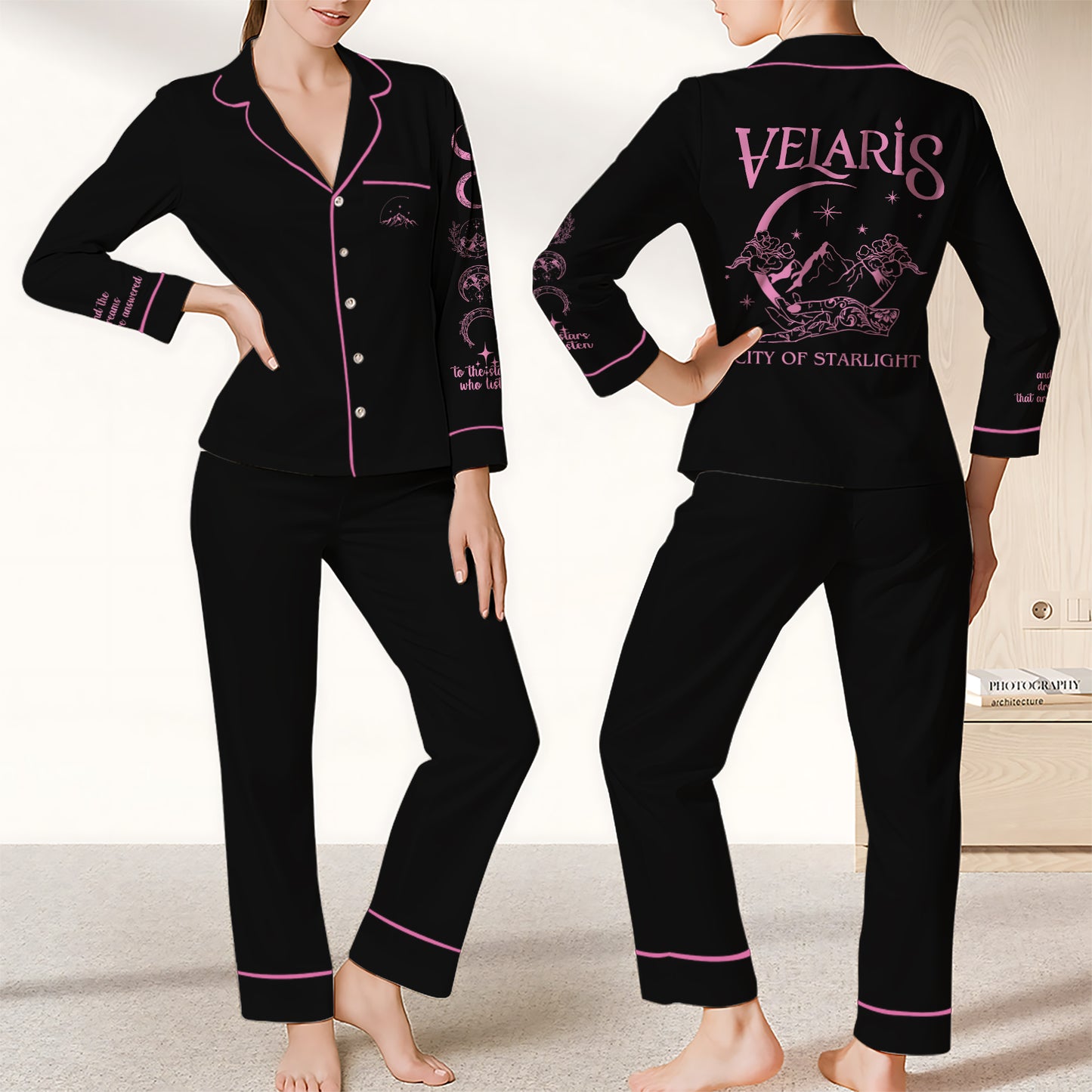 Velaris Satin Pajamas Set – To The Star Who Listen And The Dreams That Are Answered