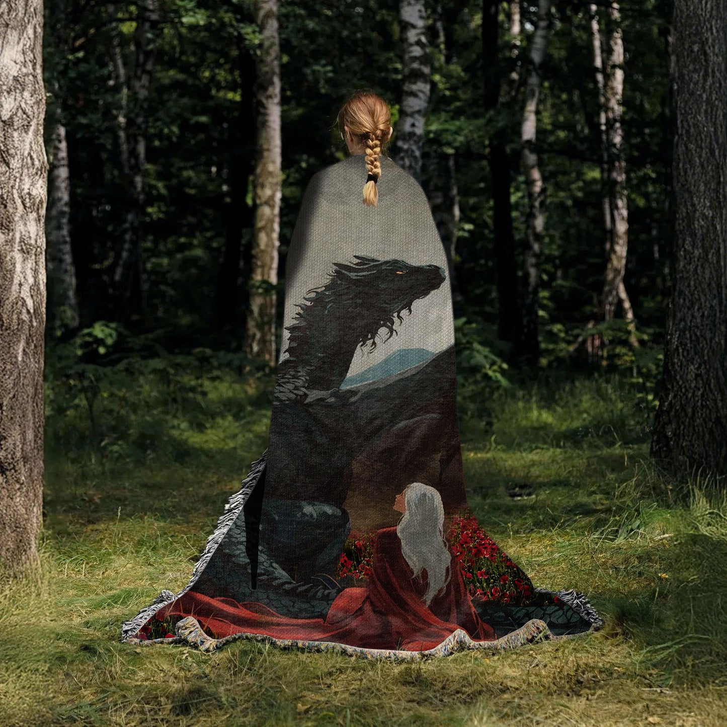 The Witchling Rider Woven Blanket – Manon & Abraxos