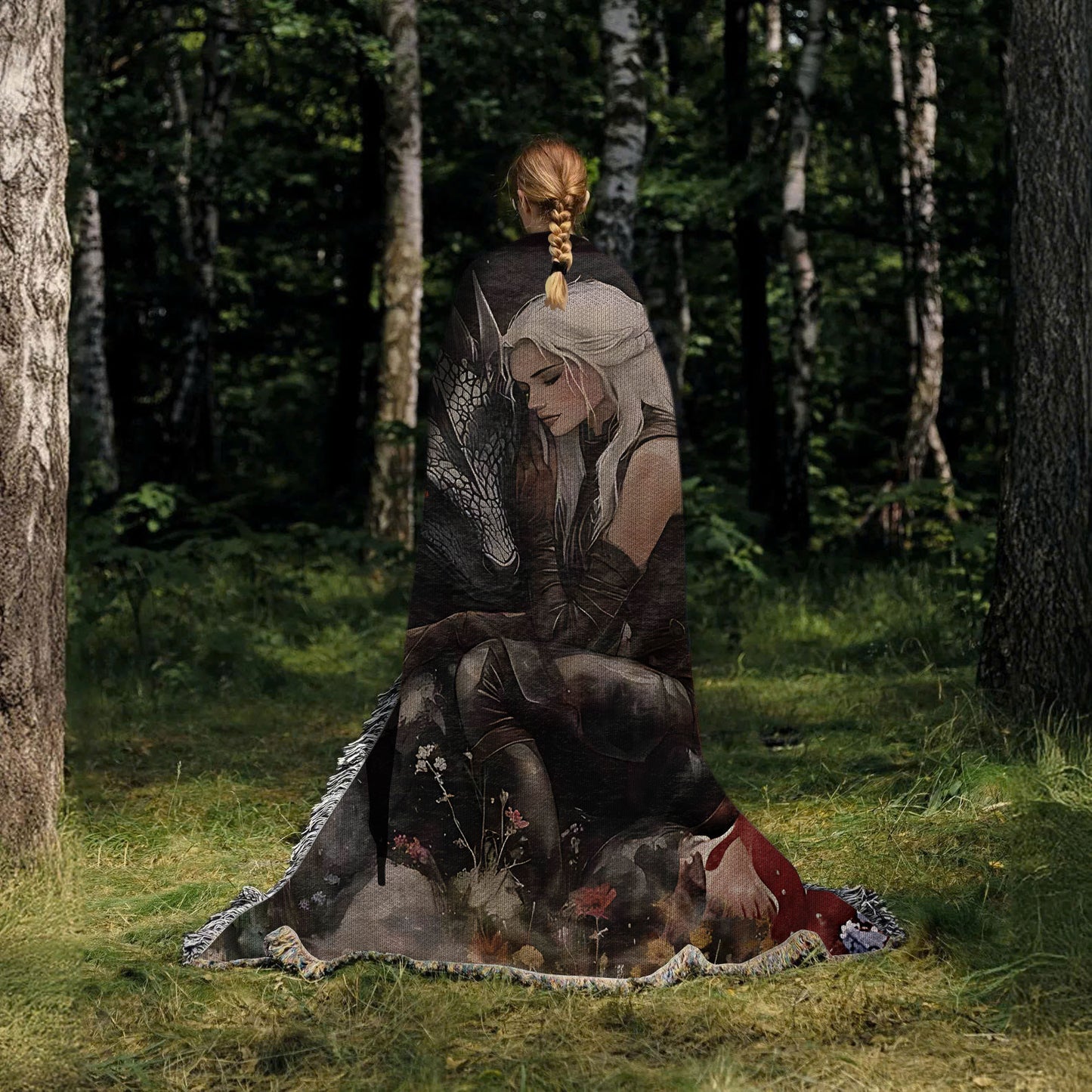 Witch and Wyvern – The Bond Forged in Sky and Blood Woven Blanket