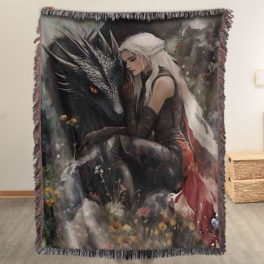 Witch and Wyvern – The Bond Forged in Sky and Blood Woven Blanket