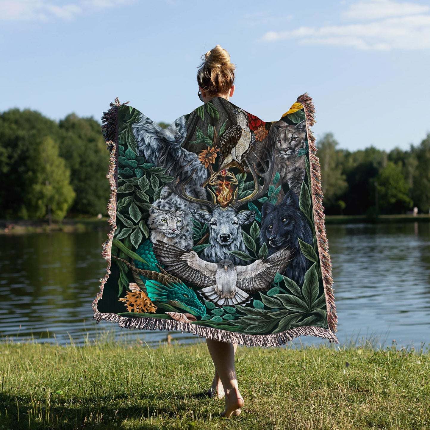 Sacred Beasts – Guardians of the Realms Woven Blanket