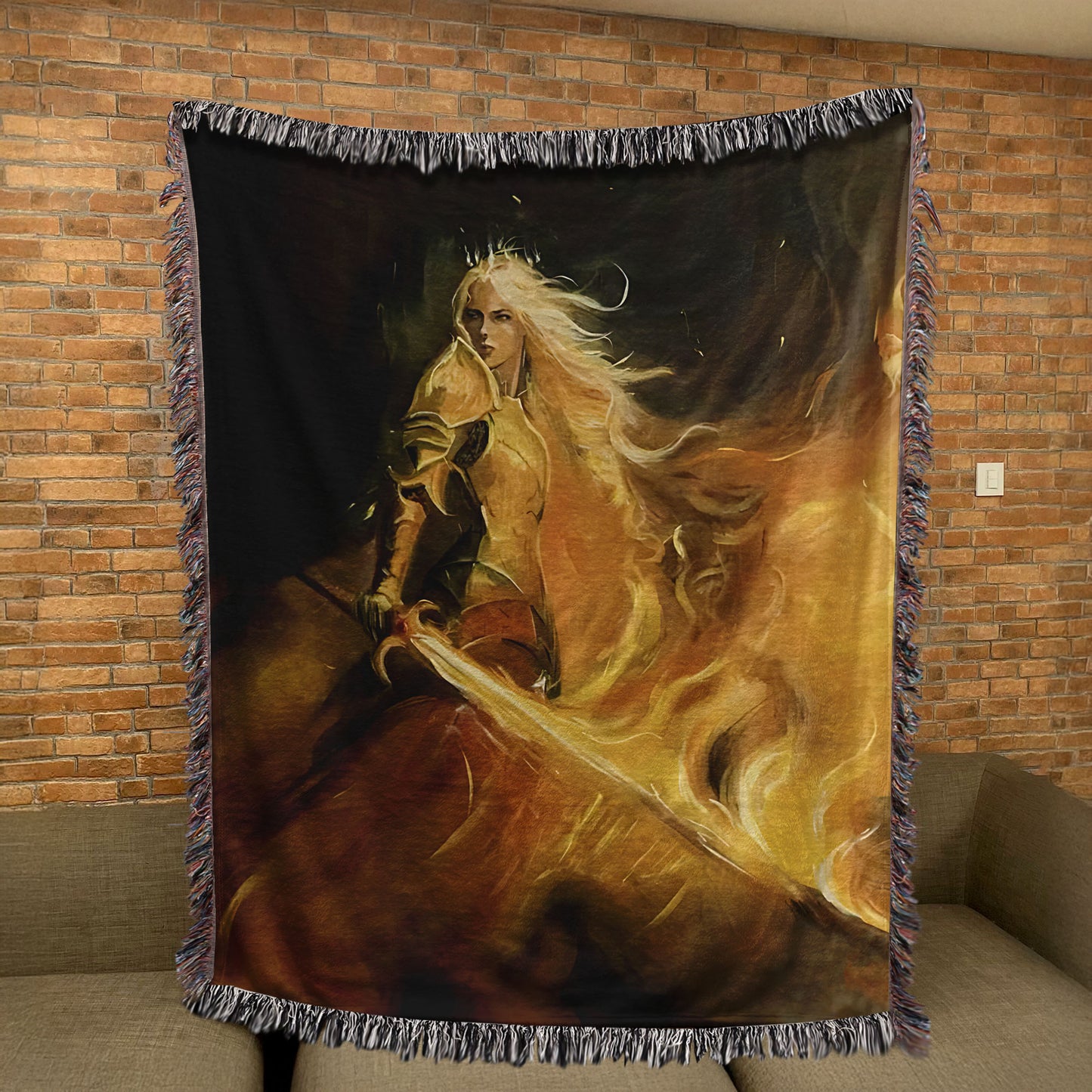 Fireheart Woven Blanket – Aelin Galathynius in Her Full Flame