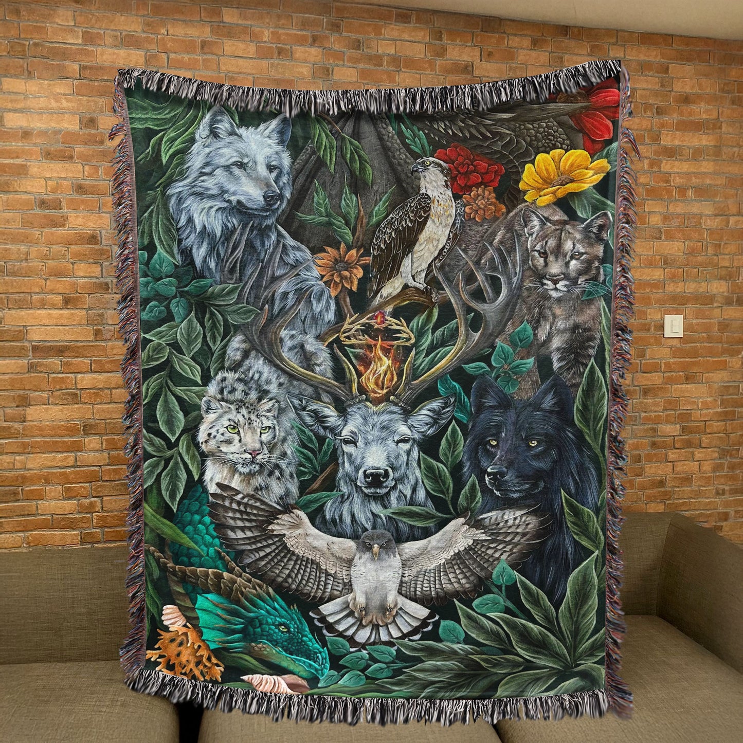 Sacred Beasts – Guardians of the Realms Woven Blanket
